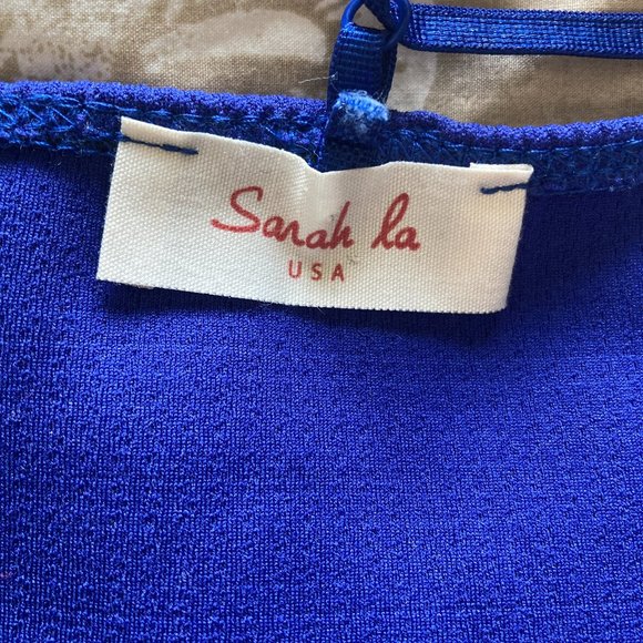 Cobalt Blue Lace V neck Crop Top - Picture 6 of 6